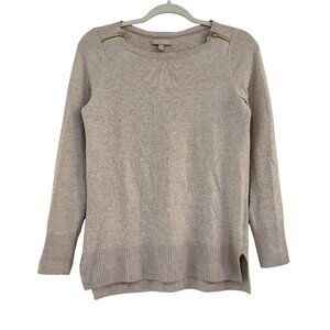 Banana Republic Womens Touch of Cashmere Zip Shoulder Sweater Oatmeal Small